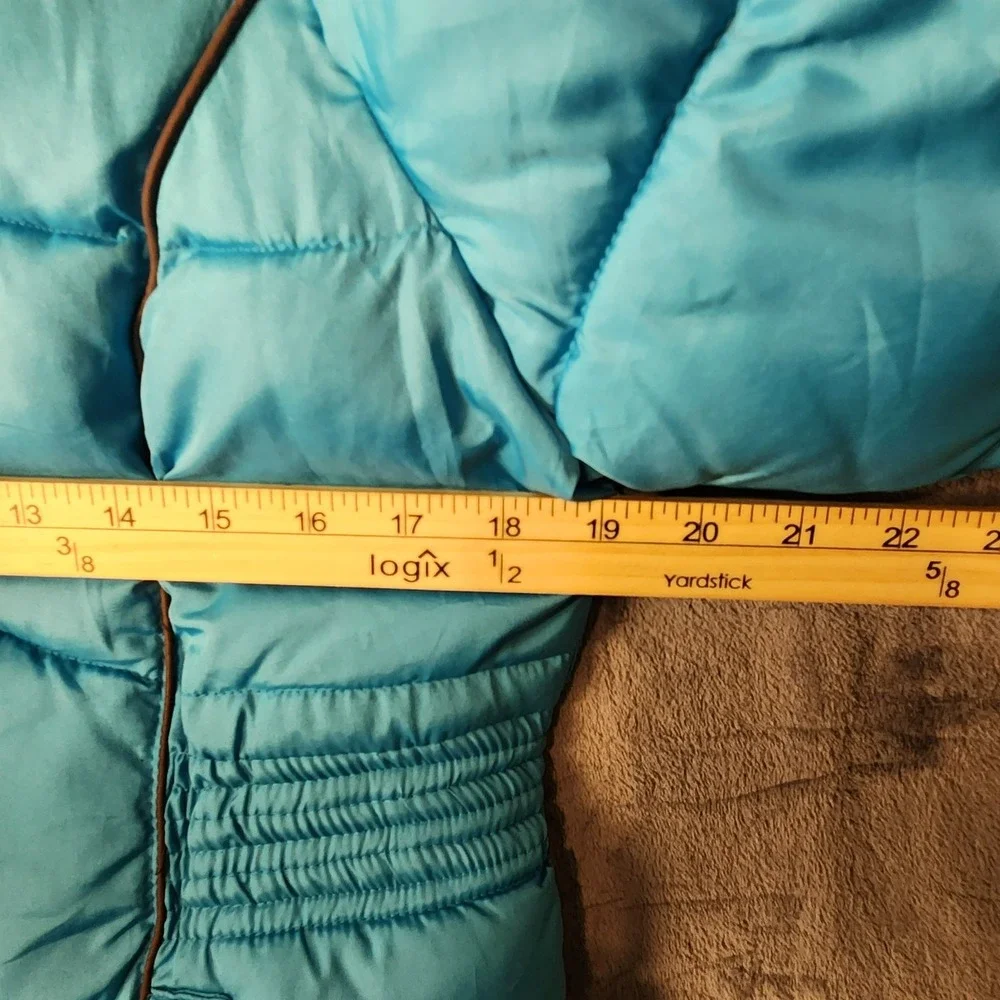 Vertical 9 Girls Size 16 1/2 Plus Aqua Blue Hooded Puffer Jacket Winter Snow Coa